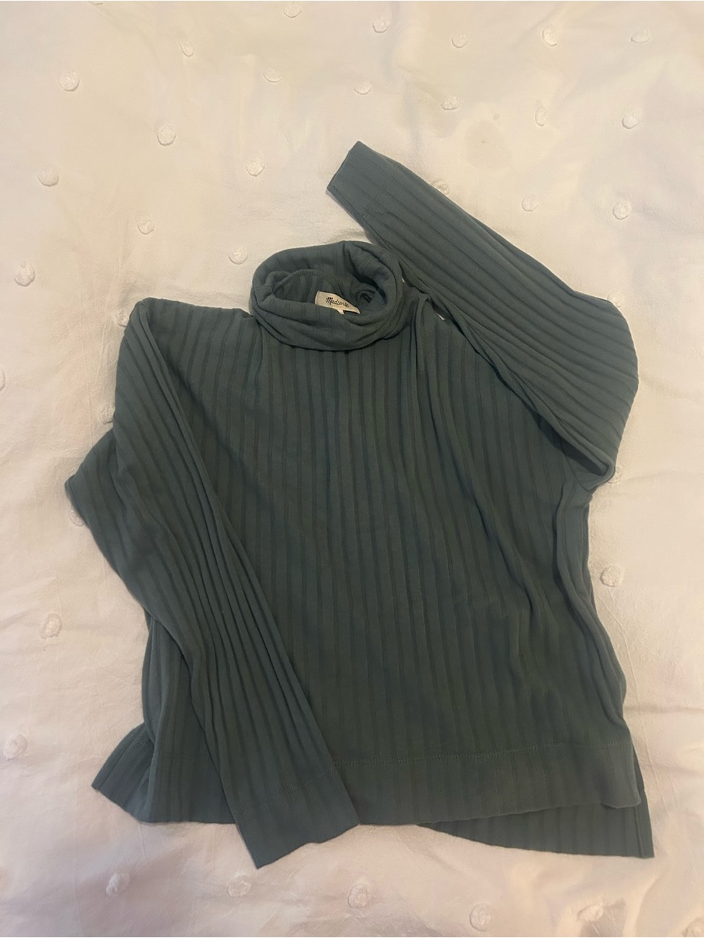 Madewell Ribbed Turtleneck Sweater in Slate Green